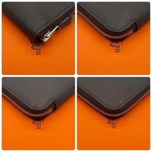 ★【新品未使用!!】HERMES エルメス アザップロング シルクイン ラウンドファスナー チョコレート 長財布 レディース □M刻印★の画像6