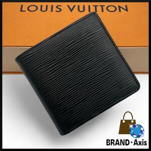 ★☆【新品同様!!】ルイヴィトン Louis Vuitton エピ ポルトフォイユ・マルコ黒 ノワール 二つ折り 財布 ブラック メンズ 紳士 M60612☆★