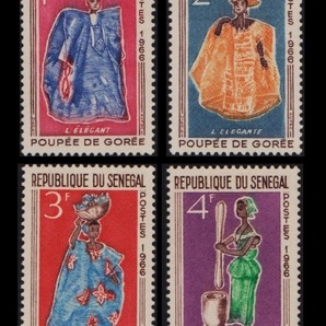 zα235y1-4s セネガル1966年 ゴレ人形・4枚完の画像1