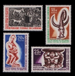 Dα45y1-1c　カメルーン1966年　黒人芸術祭・4枚完　MNH/A