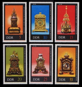 Dα99y5-7g　東ドイツ1975年　アンティーク時計・6枚完　　MNH/A