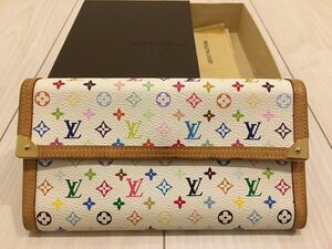 ↑ LOUIS VUITTON ルイヴィトン　長財布　三つ折り　モノグラム　マルチカラー　ポルトトレゾール　インターナショナル 美品 