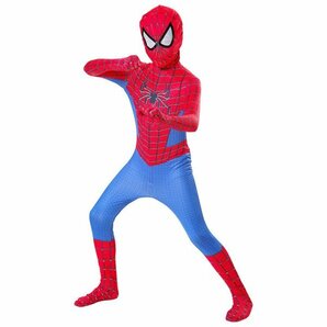 スパイダーマンコスプレ子供から大人までハロウィン、誕生日会、イベントなど 伸縮性あり 父子服装可愛い制服大人気学園祭 仮装 変装の画像3