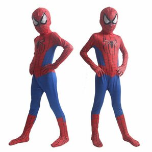 スパイダーマンコスプレ子供から大人までハロウィン、誕生日会、イベントなど 伸縮性あり 父子服装可愛い制服大人気学園祭 仮装 変装の画像1