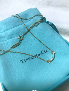 【極美品】Tiffany & Co. ティファニー☆Tスマイルダイヤモンドネックレス ミニ イエローゴールド #944245