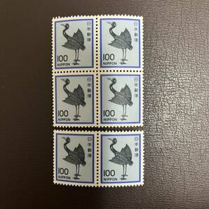 新動植物国宝図案切手【銀鶴】100円 未使用  額面600円分の画像1