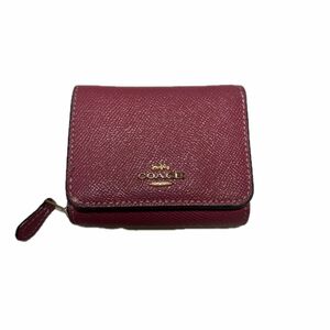 COACH レザー 三つ折り 財布 ワインレッド