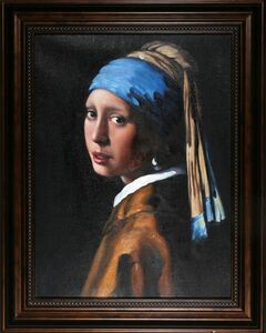 油絵 人物画『真珠の耳飾りの少女*フェルメール模写』 肉筆１点物 女性 名画 豪華 プレゼントに R12.18-M11