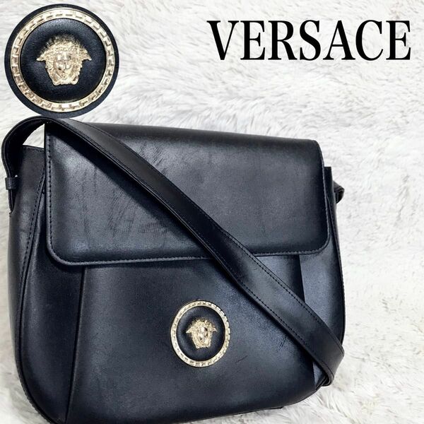 希少 VERSACE メデューサ オールレザー ショルダーバッグ サンバースト