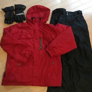 スノーボードジャケットウェア スキー JACKET スキーウェア スキージャケットウェア 手袋 グローブ 赤 黒 サイズ M