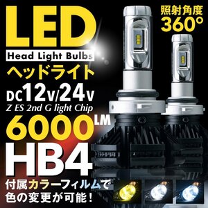LEDヘッドランプ 2200lm HB4 20W イエロー ホワイト 色変更可能 6500k 3000k LED搭載モデル オールインワン 12/24V対応 省電力