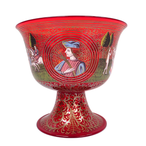 6NB BAROVIER バロヴィエ MURANO ムラーノグラス ウェディングカップ ゴブレット エナメル装飾 レッド 赤の画像3