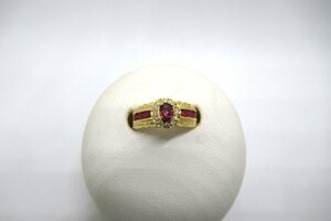 【新品仕上げ済】 K18 ルビー 0.58ct ダイヤ 0.07ct リング 指輪 #10.5号 ノーブランド ジュエリー カラット ランクA Diamond NBJ