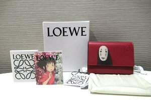 【美品】 LOEWE ロエベ 財布 ジブリコラボ 赤 千と千尋の神隠し カオナシ アナグラム BOX付 中古 ランクSA BRB・バッグ・財布