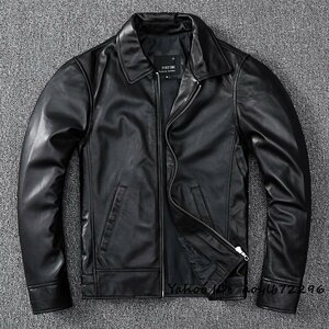 26万■最上級*ナッパ 本革 ライダー革ジャン 牛革 バイクジャケット メンズライダース レザージャケット バイクウェア 超豪華 細身 S