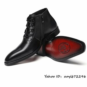 最高級★定価12万 ショートブーツ 本革 メンズブーツ 牛革 マーティンブーツ 紳士靴 レザーシューズ 皮靴 ビジネス 革靴 ブラック 27cm