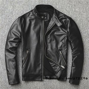 27万■最上級*ナッパ ライダー革 牛革 バイクジャケット メンズライダース レザージャケット バイクウェア 革ジャン 超豪華 細身 5XL