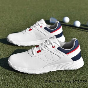 新品 ゴルフシューズ メンズ スニーカー 運動靴 スポーツシューズ スパイクレス 耐久性 幅広 4E フィット感 超軽量 快適 ネイビー 25.0cm