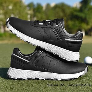 新品 ゴルフシューズ メンズ スニーカー 運動靴 スポーツシューズ スパイクレス 耐久性 幅広 4E フィット感 超軽量 快適 ブラック 26.5cm