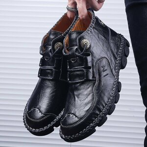  new goods walking shoes men's mountain climbing shoes cow leather leather shoes is ikatto boots super rare outdoor light weight ventilation eminent black 24.5cm