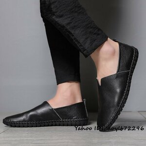  new goods * Loafer men's driving shoes handmade high class cow leather slip-on shoes men's shoes light weight ventilation comfortable gentleman shoes black 26cm