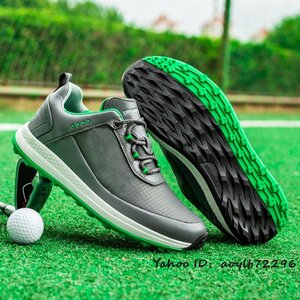 ゴルフシューズ スポーツ メンズ 通気性 防水 スニーカー 運動靴 滑り止め 耐摩耗性 ウォーキング 快適幅広 弾力性 フィット感 灰色 24.5cm