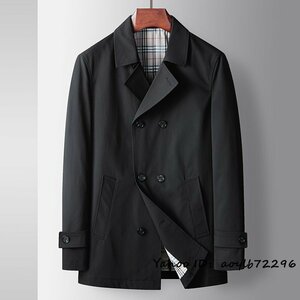 最高級◆コート メンズ チェスターコート テーラードジャケット 新品 アウター 春秋 ビジネス カジュアル ダブルブレストスーツ ブラック M