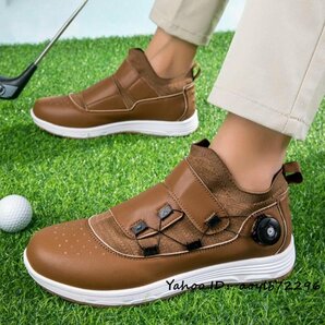 最高級★ゴルフシューズ 運動靴 メンズ 4E 幅広 スニーカー スポーツシューズ ダイヤル式 フィット感 新品 防水性 耐久性 ブラウン 26cmの画像3