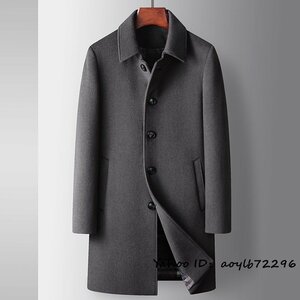 最上級*17万 ビジネスコート メンズ スーツコート セレブ*WOOL 高級品 厚手 新品 ダウンジャケット ウール 超希少 紳士スーツ グレー M