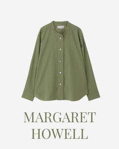 MARGARET HOWELL 2023AW ソフトコットンシャツ 2 soft cotton グリーン ブラウス 