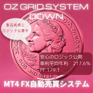 ★☆PF179.15 平均年利（単利）290％ 安心のロジック公開型EA FX MT4用EA「OZ GRID System Down」の画像1