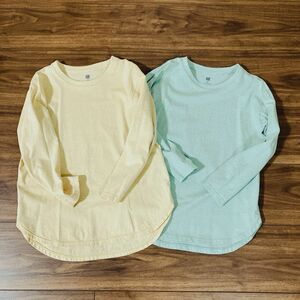 UNIQLO ユニクロ ロンT GIRLS スムースコットンシャツ テールTシャツ（長袖）2点セット　120