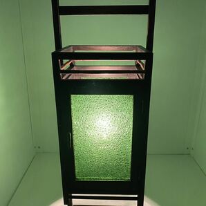 ダイヤガラス行燈あんどん/木製 フロアランプ スタンドライト 照明 行灯 アンティーク和洋室/高さ78cmグリーンダイヤガラス玄関 照明 の画像6