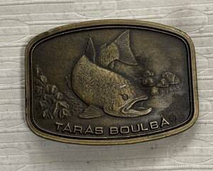 ベルト ベルトバックル TARAS BOULBA/タラスブルバ 縦6.4×横7.2cm フィッシュ柄 アウトドア☆☆古いレア品 未使用品