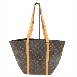 ルイヴィトン LOUIS VUITTON サックショッピング M51108 トートバッグ モノグラム キャンバス ヌメ革 ブラウン MB1919