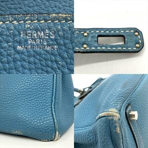 エルメス HERMES バーキン25 ハンドバッグ トリヨンクレマンス □H刻印 ブル−ジーン シルバー金具 2004年製造の画像9