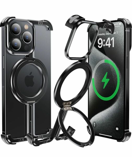 未使用品 iPhone 15plus用ケース フレームレス MagSafe対応 ワイヤレス充電対応 マグネット搭載 