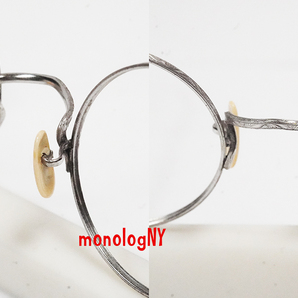 デッドストック未使用 1930s アンティークシルバーラウンド眼鏡フレーム Silver アメリカ製 Antique ロジウム仕上メガネ USA ジョンレノンの画像9