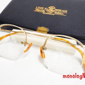 1940s ボシュロム B&L ビンテージ12KGFゴールド金張り眼鏡フレーム NUMONT ハーフリム FUL-VUE ベークライト製テンプル 超希少メガネの画像1