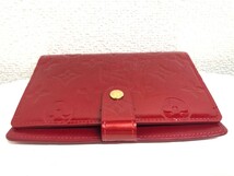 LOUIS VUITTON ヴェルニ アジェンダPM ポムダムール R21016/CA4110 レッド系 6穴式システム手帳カバー パテントレザー エナメル _画像4