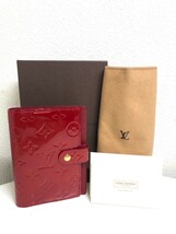 LOUIS VUITTON ヴェルニ アジェンダPM ポムダムール R21016/CA4110 レッド系 6穴式システム手帳カバー パテントレザー エナメル _画像1