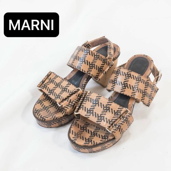 MARNI マルニ　サンダル　ハイヒール　総柄　ブラウン　36 22.5cm