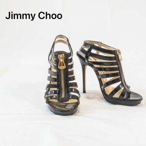 Jimmy Choo ジミーチュウ　サンダル　ハイヒール　エナメル　ジップアップ