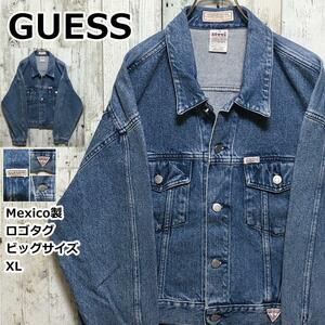 人気★GUESS ゲス デニムジャケット Gジャン ロゴタグ メキシコ製 XL