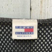 【USA製】Tommy Hilfigerトミー ヒルフィガー 刺繍ロゴ ビッグロゴ 黒 メッシュ タンクトップ バスケシャツ ゲームシャツ 2XL相当_画像4