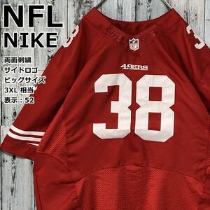 NIKE ナイキ × NFL 49ers 両面刺繍ロゴ 3XL 大きいサイズ アメフト ゲームシャツ ユニフォーム ユニフォームシャツ 90s