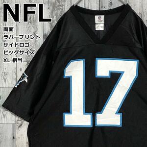 NFLパンサーズ 両面ラバープリント 黒 XL アメフトゲームシャツ ユニフォーム ユニフォームシャツ 90s