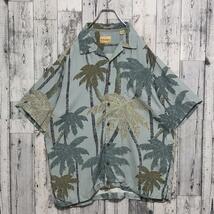 Tommy Bahama トミーバハマ シルク パームツリー柄 総柄 XL 開襟 アロハ 半袖シャツ シルクシャツ_画像2