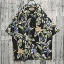 【美品】Tommy Bahama トミーバハマ シルク ボタニカル 花柄 総柄 L相当 開襟 アロハ 半袖シャツ シルクシャツ_画像2