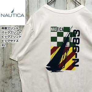 NAUTICA ノーティカ バックプリント バックロゴ 白 XL Tシャツ